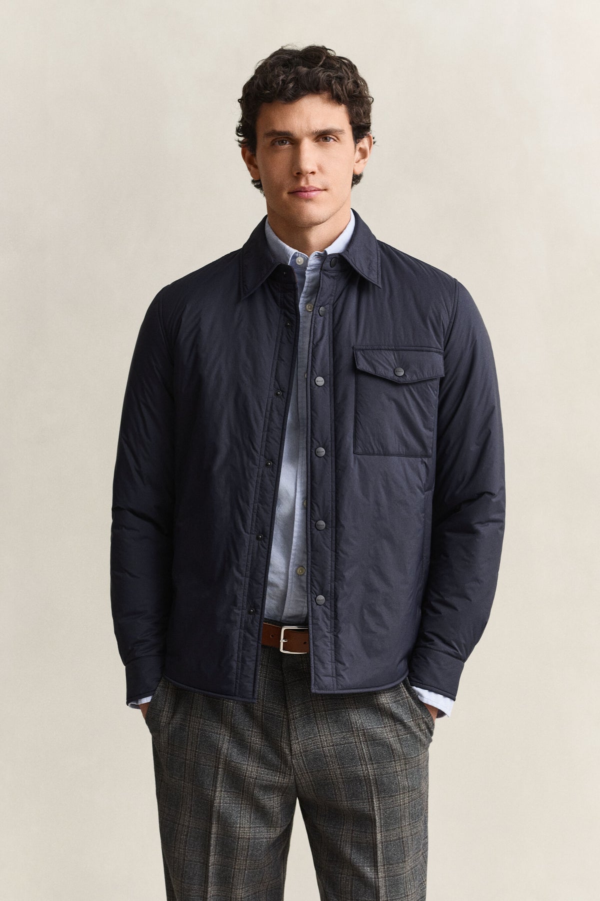 GANT Ultralight Padded Overshirt - Evening Blue time__1779700504__202602-3250307-433-model-fv-1