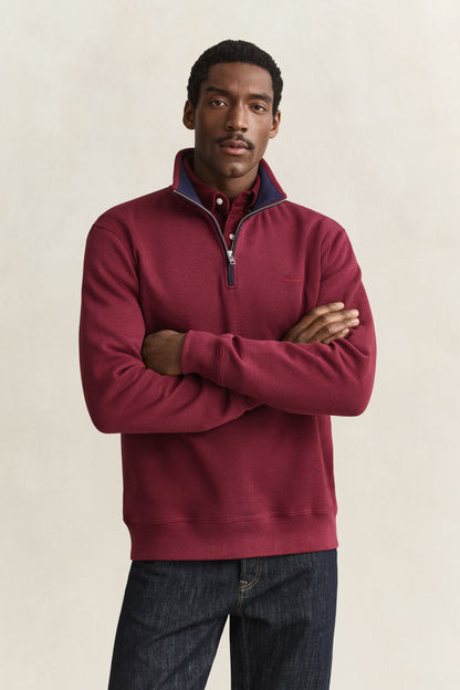 GANT Sacker Rib Half-Zip Sweatshirt DEEP GRAPE WINE time__1779971722__202603-2067160-676-model-fv-1