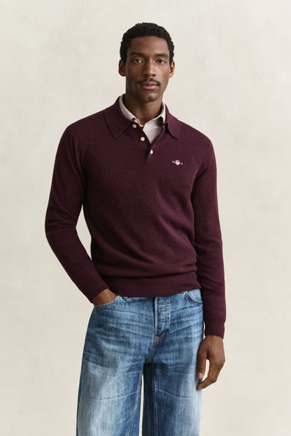GANT Superfine Lambswool Polo Sweater WINE time__1780047610__202603-8060109-667-model-fv-1