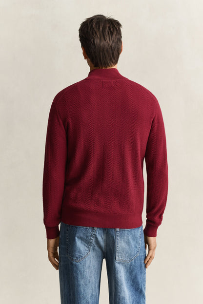 GANT Herringbone Half-Zip Sweater - Plumped Red time__1781538308__202603-8050333-604-model-bv-1