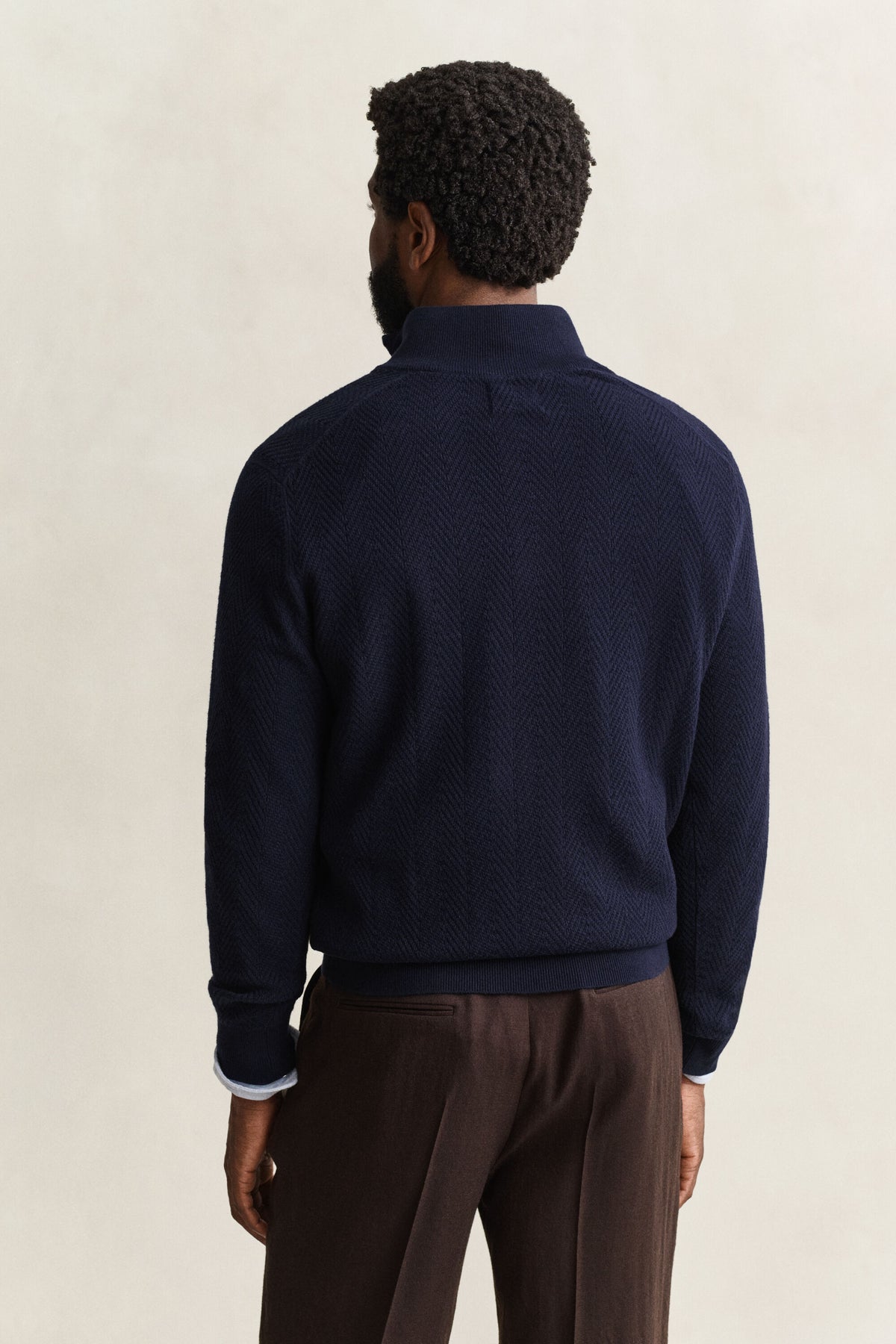 GANT Herringbone Half-Zip Sweater - Evening Blue time__1783071012__202603-8050333-433-model-bv-1