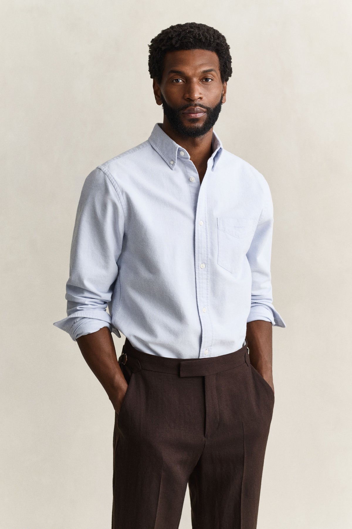 GANT Brushed Oxford Shirt - Clear Sky time__1783071014__202603-3263018-427-model-fv-1