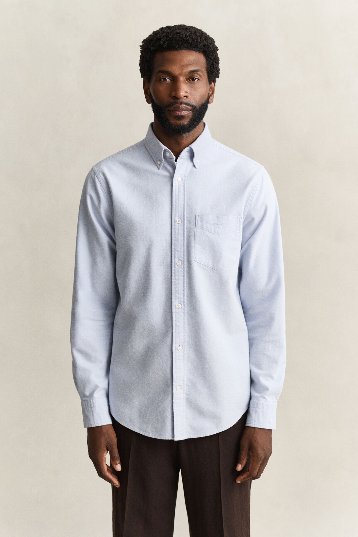 GANT Brushed Oxford Shirt - Clear Sky time__1783071015__202603-3263018-427-model-fit-1