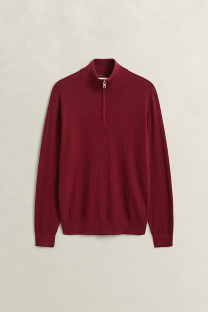 GANT Herringbone Half-Zip Sweater - Plumped Red time__1784652925__202603-8050333-604-flat-fv-1