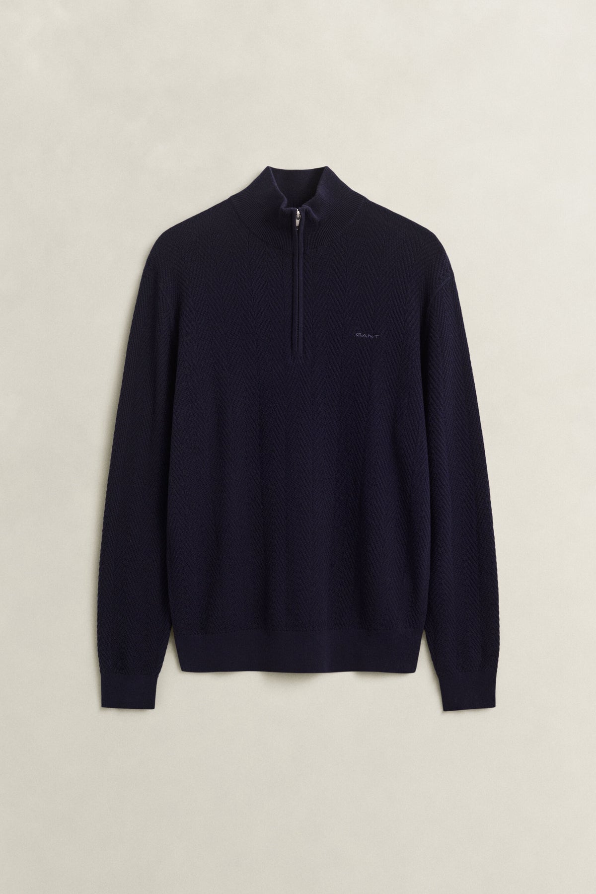 GANT Herringbone Half-Zip Sweater - Evening Blue time__1784652926__202603-8050333-433-flat-fv-1