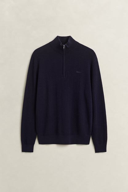 GANT Herringbone Half-Zip Sweater - Evening Blue time__1784652926__202603-8050333-433-flat-fv-1