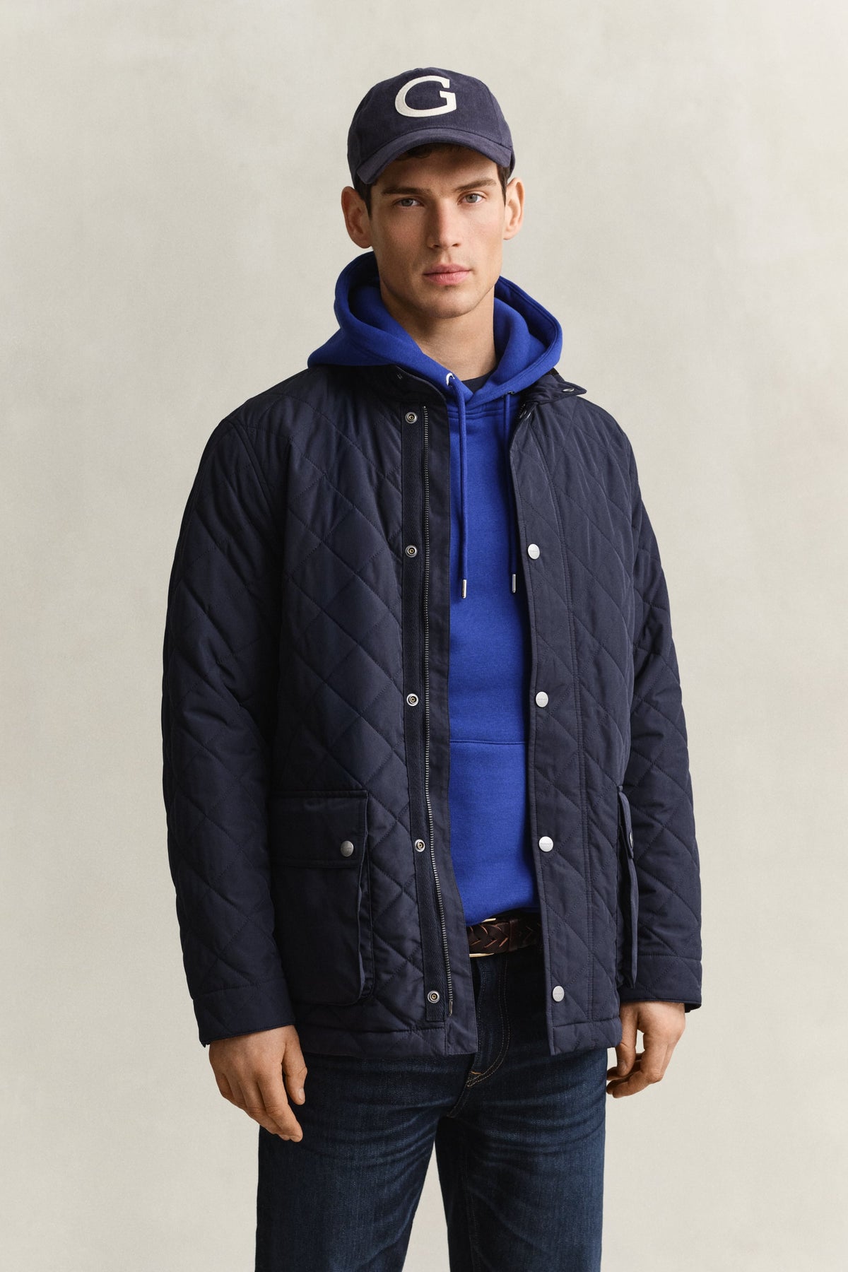 GANT Quilted Mid Jacket - Evening Blue time__1786383913__202603-7006639-433-model-fv-1