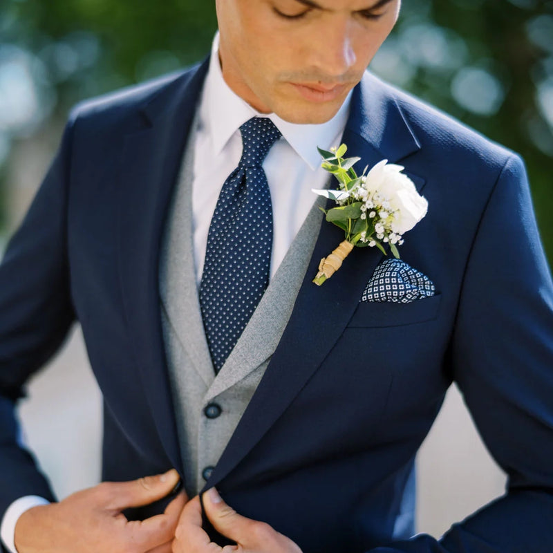 Wedding suit accessories — ties, pocket squares and cufflinks at Ryle Menswear, Tralee